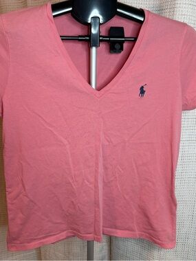 Polo by Ralph Lauren Coral Pink V‑Neck Women's Tee